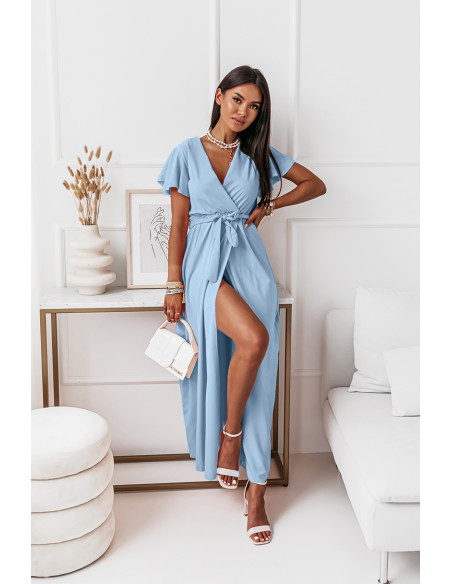 Elegancka sukienka maxi CAROLINE - błękitna