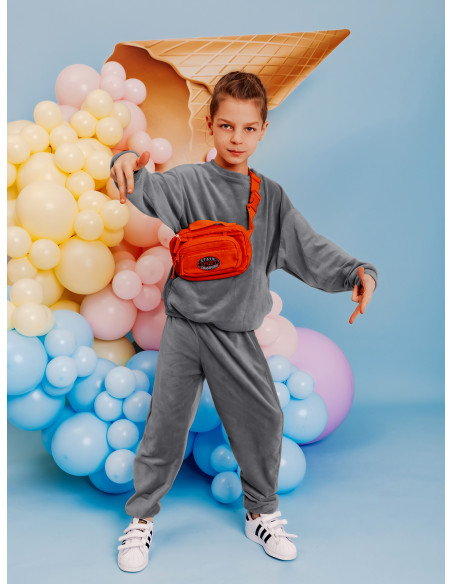 Welurowy dres dziecięcy DIEGO - szary