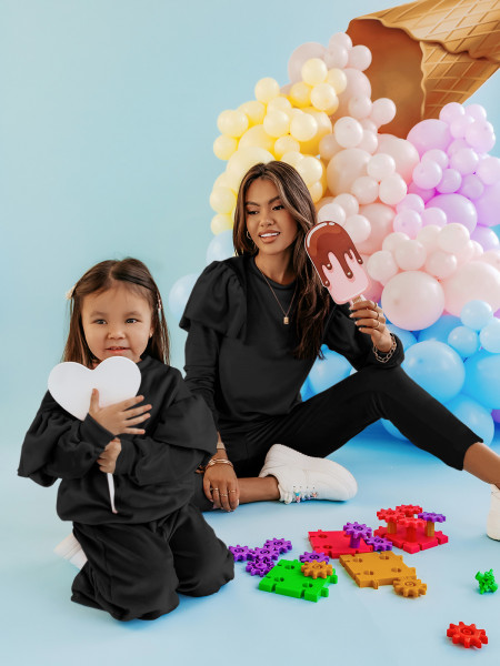 Welurowy dres dziecięcy LILLY - czarny