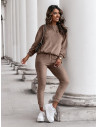 Welurowy dres spodnie + bluza BELLUS - ciemny beż