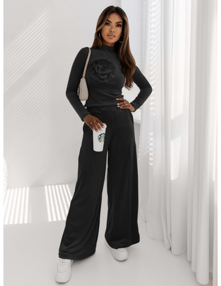 Welurowy dres spodnie + bluza ROSE - czarny