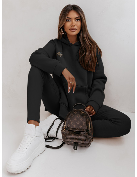 Komplet bluza dresowa legginsy prążkowane NANDO - czarny