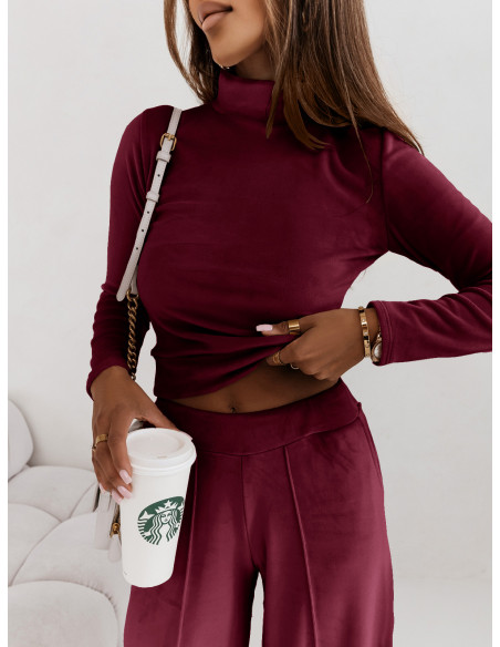 Welurowy dres z szerokimi spodnie z kantem + bluza CHIARA