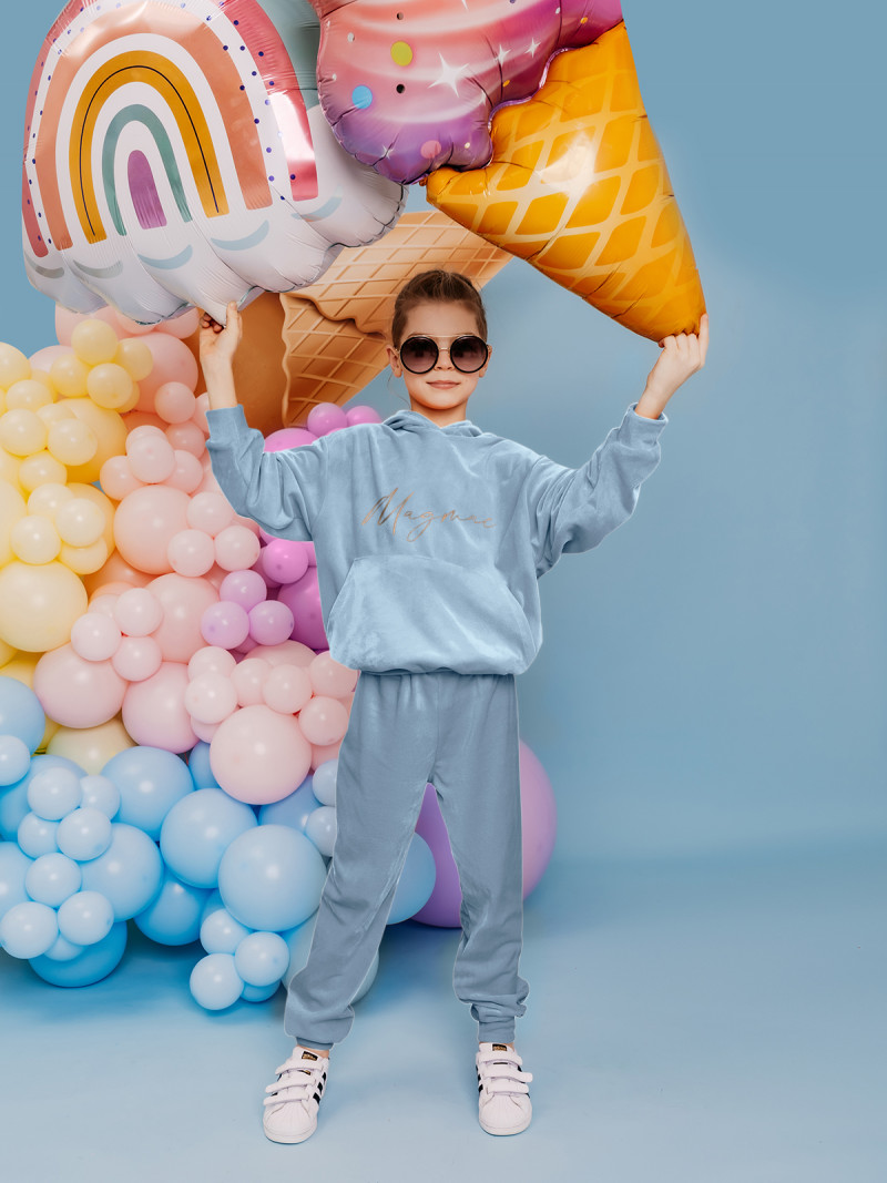Welurowy dres dziecięcy - GIZMO - błękitny