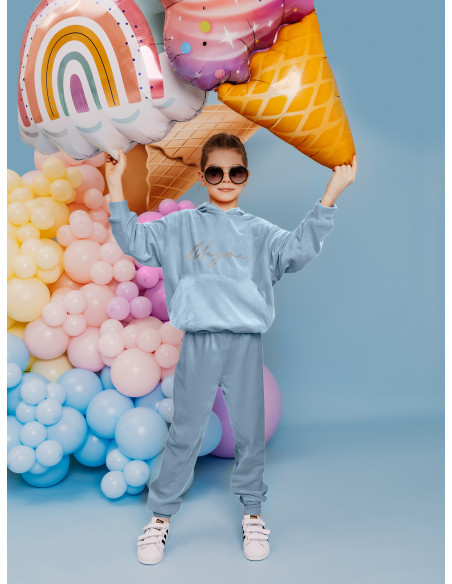 Welurowy dres dziecięcy - GIZMO - błękitny