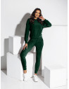 Welurowy dres bluza+spodnie - MAVELLO -  butelkowa zieleń