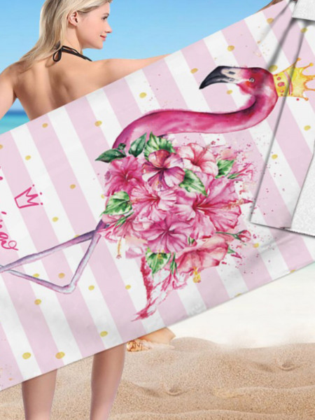 Stylowy plażowy ręcznik w flaminga - wzór 2 2