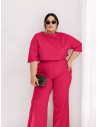 Elegancki komplet PLUS SIZE ze spodniami JASIRA - fuksjowy