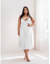 Sukienka midi PLUS SIZE na ramiączkach AGNES - biała