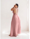 Sukienka PLUS SIZE maxi wiązana na wiele sposobów IMPERIA - brudny róż