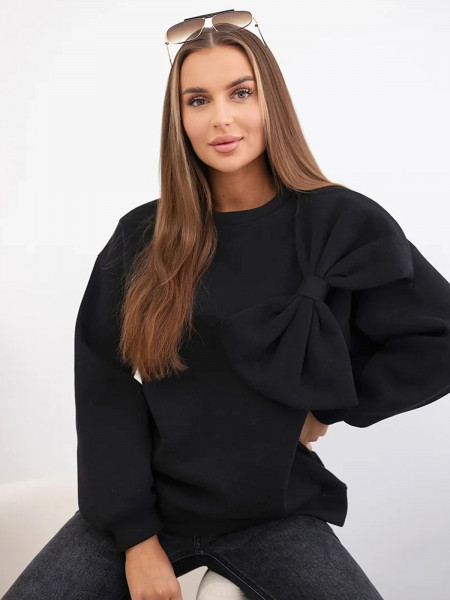 Bluza dresowa oversize z kokardą CALLIA - czarna