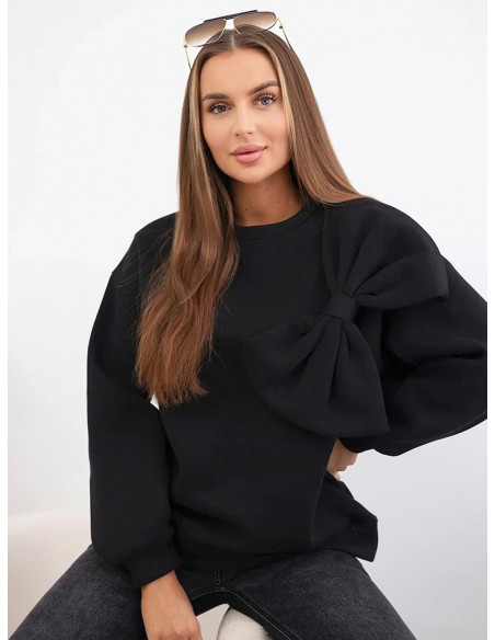 Bluza dresowa oversize z kokardą CALLIA - czarna