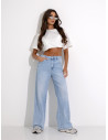 Jeansowe spodnie wide leg z cyrkoniami FADO - niebieskie