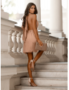 Elegancka sukienka mini z wiązaniem MIYUKI- ciemny beż
