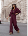 Welurowy dres bluza i szerokie spodnie MAXIM - bordowy