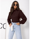 Dzianinowy sweter z golfem ZENARA - czekoladowy