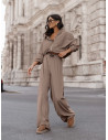 Welurowy dres bluza i szerokie spodnie MAXIM - cappuccino