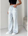 Szerokie jeansy z przetarciami ARLO - jasny jeans