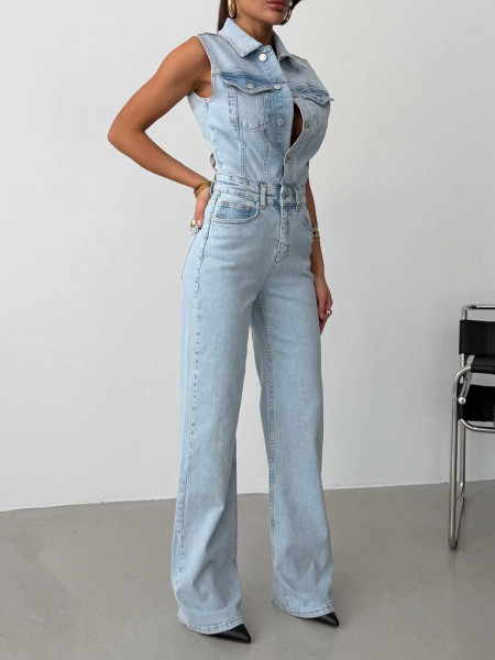 Kombinezon jeansowy bez rękawów CAMILA - jasny jeans 2