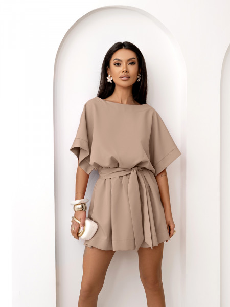 Kobieca sukienka mini oversize SIMONE - cappuccino 2