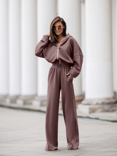 Stylowy komplet dresowy z tencelu MIKKA - mocha mousse