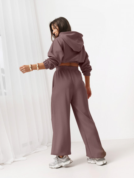 Stylowy komplet dresowy z tencelu VEIDEN - mocha mousse