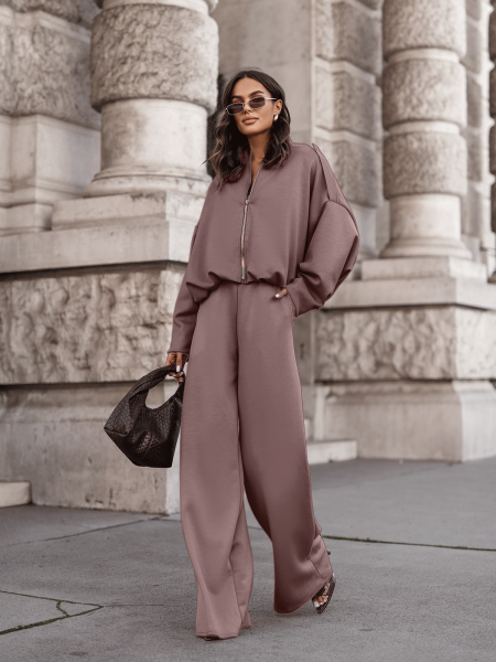 Masełkowy dres z szerokimi spodniami SORGO - mocha mousse 2