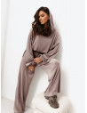 Welurowy dres bluza i szerokie spodnie TREVIS - mocha mousse